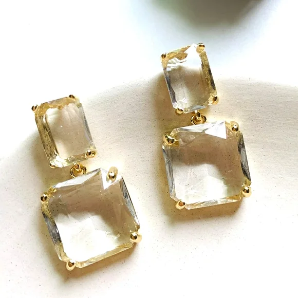 Anthropologie transparent glass dangle earrings; nwot - Picture 3 of 12